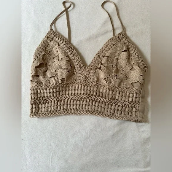 - Love Tree Crochet Top Size S Boho Coastal Bralette Beach Vacation Flirty Sexy - Picture 13 of 14